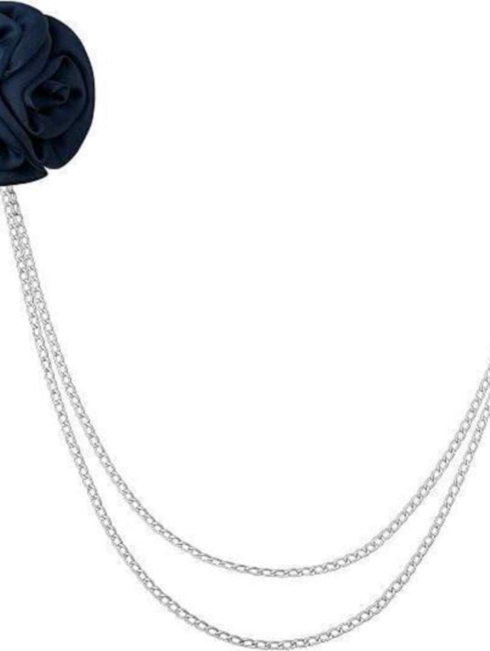 Elegant Navy Blue Rose Flower Hatpin with Silver Chains